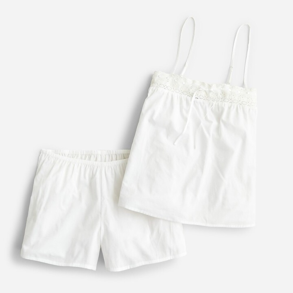 COTTON VOILE EMBROIDERED PAJAMA TANK SET